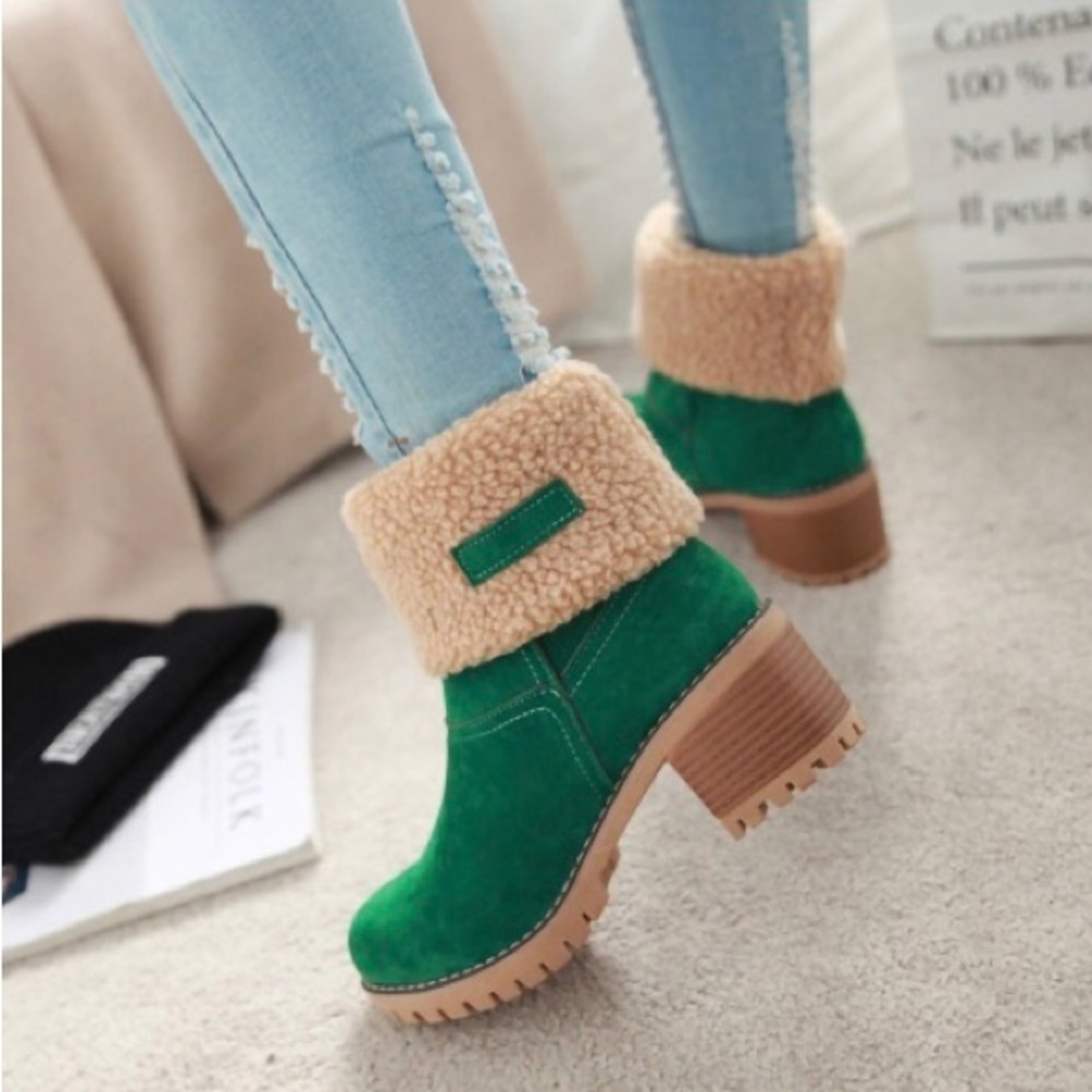 Women /Winter Warm Snow Boots/Ankle Boot Casual/Mid Calf Boots /Color Green /40 - Picture 8 of 15